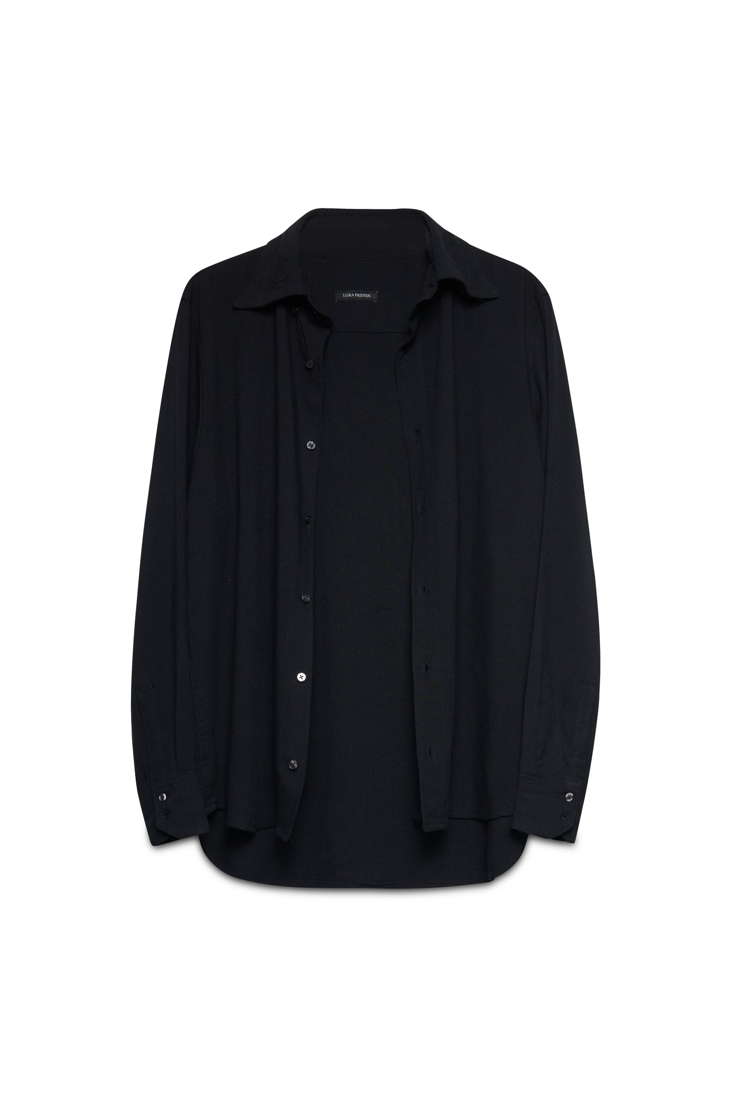 Jane Shirt in Black Rayon/Linen
