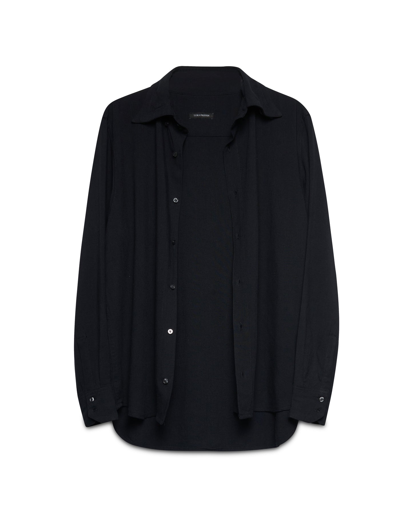 Jane Shirt in Black Rayon/Linen